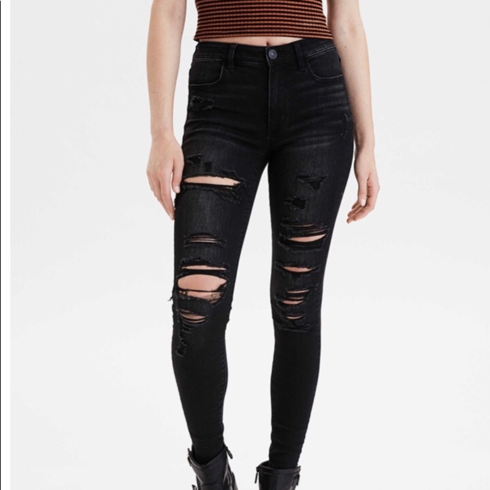 Black ripped AE skinny jeans/jeggings